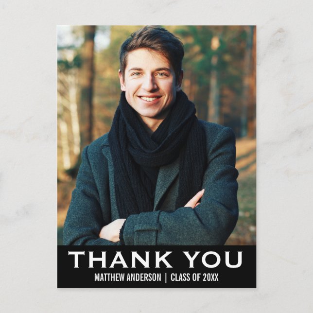 Agradecimento de Formatura Moderno Cartão Postal F (Frente)