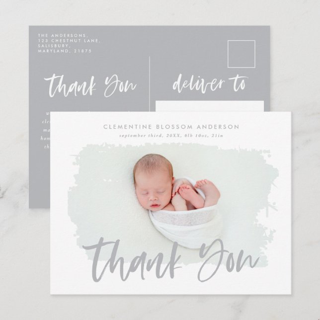 Agradecimento de foto de anúncio de nascimento ele (Frente/Verso)