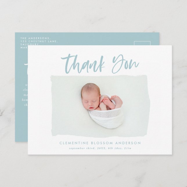 Agradecimento de foto de anúncio de nascimento ele (Frente/Verso)