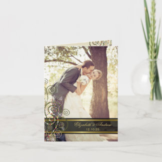 Agradecimento de Foto de Casamento Boho Verde Étni
