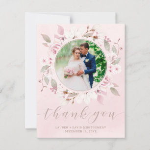 Agradecimento de Foto de Casamento com Coroa Flora