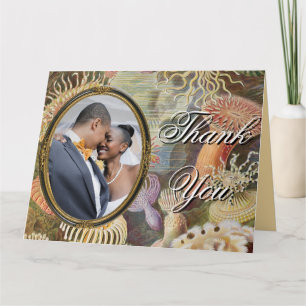 Agradecimento de Foto em Aquarela Floral Dourado e