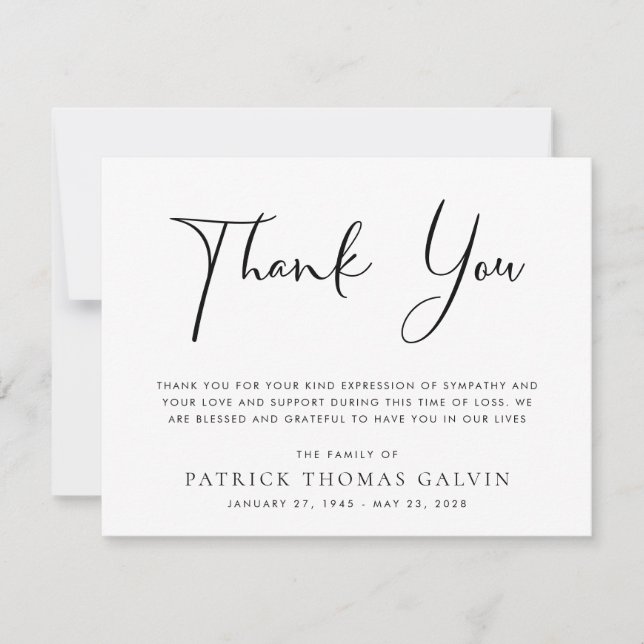 Agradecimento de Funeral Elegante (Frente)