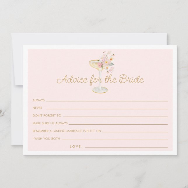 Agradecimento Dicas de Pétalas e Prosecco para a Noiva Cartão (Frente)