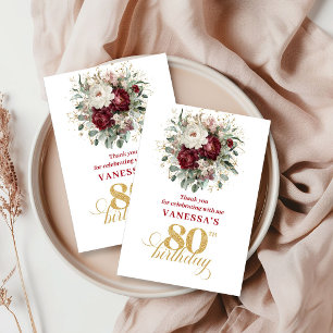 Agradecimento dos 80 Anos Botanical Blush Burgundy