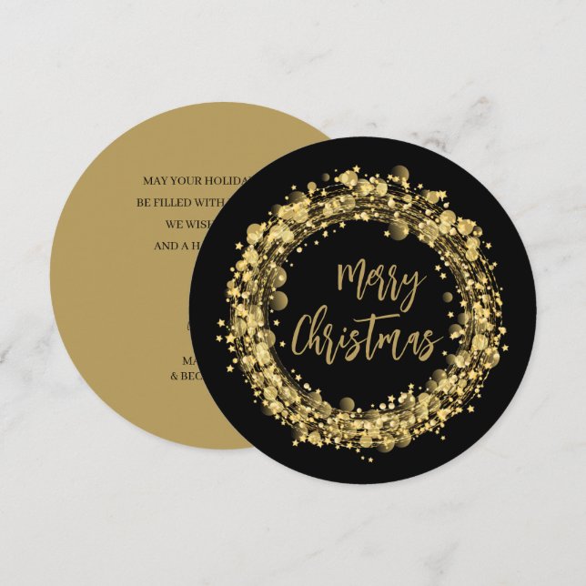 Agradecimento Douradas estrelas Feliz Cartão de Saudação de Nata (Frente/Verso)