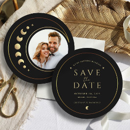 Agradecimento Dourado Casamento de Lua Salve O Cartão De Data