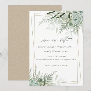 Agradecimento Dusky Leafy Fern Succulent Salve o Cartão de Data