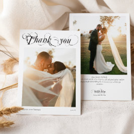 Agradecimento Elegante 2 Foto Caligrafia Obrigado Cartão de Casa