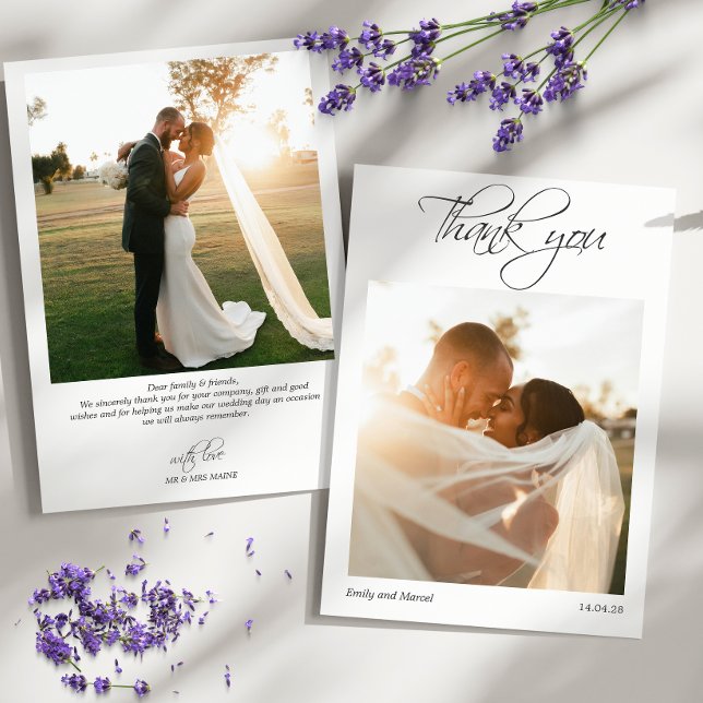 Agradecimento Elegante 2 Foto Caligrafia Obrigado Cartão de Casa (Criador carregado)