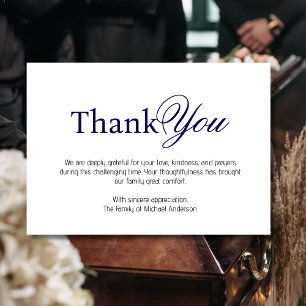 Agradecimento Elegante cartão de simpatia funeral tradicional az