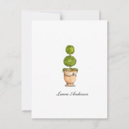 Agradecimento Elegante cartão plano de topiaria em aquarela