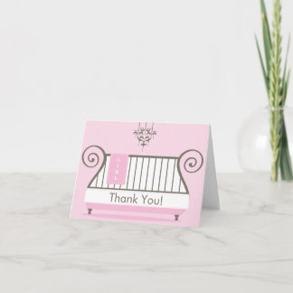Agradecimento Elegante Chá de fraldas Crib Bebê Obrigado Cartão