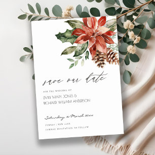 Agradecimento Elegante Poinsettia Pine Cone Salve o Cartão de D