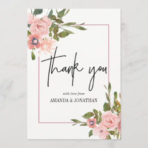 Agradecimento em aquarela floral Bege e Dourado Ro