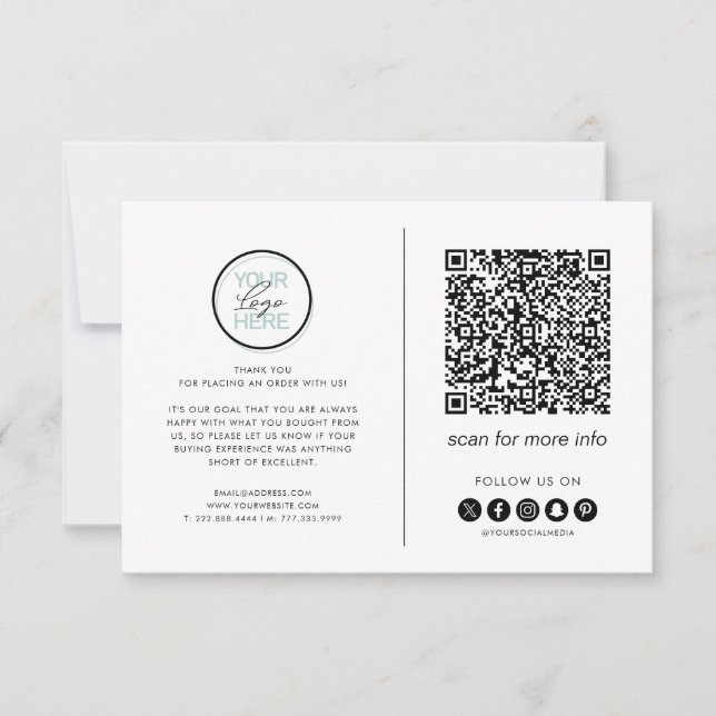 Agradecimento Empresarial – Logotipo, Código QR e  (Frente)
