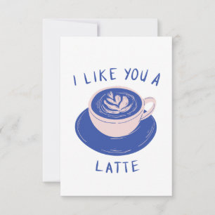 Agradecimento Eu gosto de você um cartão de café latente