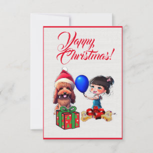 Agradecimento Fácil Cartão de Natal Personalizado Cachorro Poodl