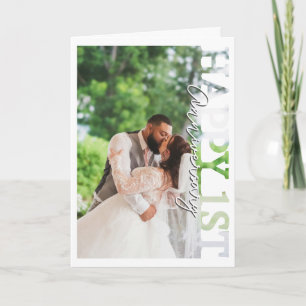 Agradecimento Feliz 1º aniversário de casamento cartão de foto
