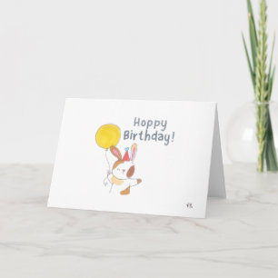 Agradecimento Feliz aniversário - Cartão de Balão Coelho Amarelo
