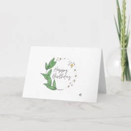 Agradecimento Feliz Aniversário Folhas e Cartão de Estrelas