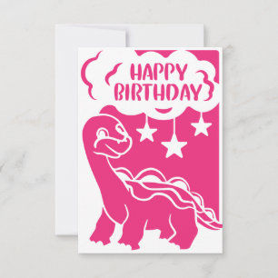 Agradecimento Feliz Aniversário rosa Cartão de Saudação Dinossau