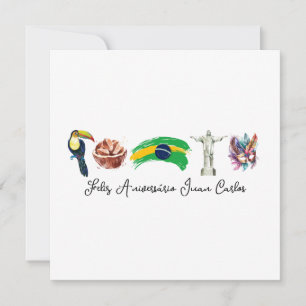 Agradecimento Feliz Cartão de Aniversário Brasileiro, Feliz Aniv