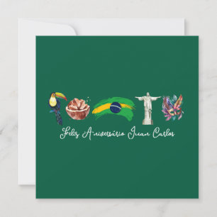 Agradecimento Feliz Cartão de Aniversário Brasileiro, Feliz Aniv