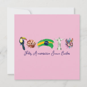 Agradecimento Feliz Cartão de Aniversário Brasileiro, Feliz Aniv