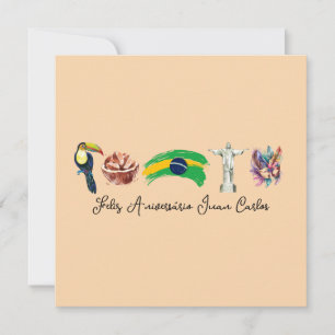Agradecimento Feliz Cartão de Aniversário Brasileiro, Feliz Aniv