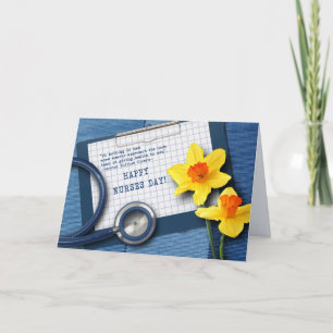 Agradecimento Feliz Dia das Enfermeiras. Cartão de Daffodils e d