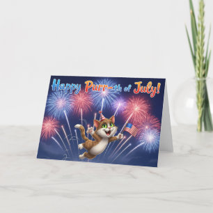 Agradecimento Feliz dia de julho! - Cartão de saudação para gato