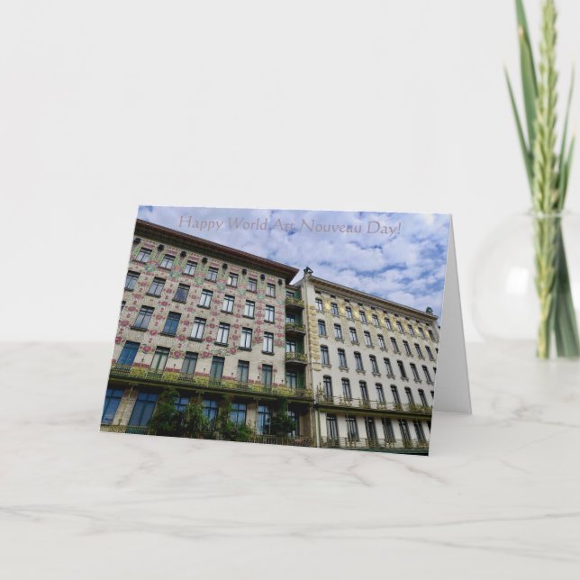 Agradecimento Feliz Dia Mundial de Arte Nouveau! Cartão de Agrad (Frente)