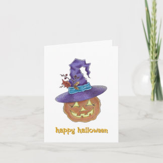 Agradecimento Feliz Halloween cartão de bruxa jack-o-lantern
