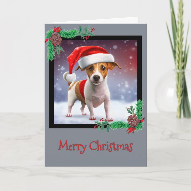Agradecimento Feliz Natal Jack Russell Terrier - Cartão de Sauda (Frente)