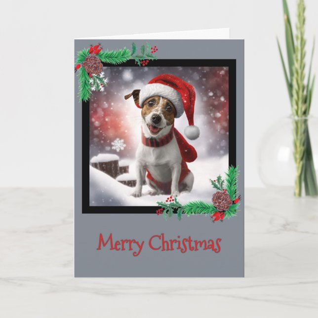 Agradecimento Feliz Natal Jack Russell Terrier - Cartão de Sauda (Frente)