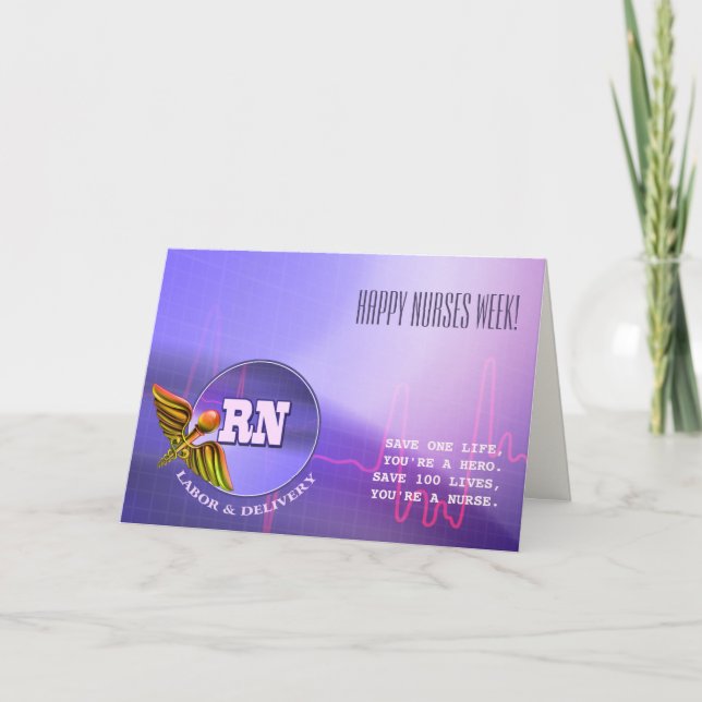 Agradecimento Feliz Semana das Enfermeiras. Cartão de Caduceus M (Frente)