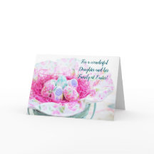 FILHA E CARTÃO DE PÁSCOA DA FAMÍLIA