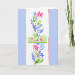 Agradecimento Floral Aquarela Pintada à Mão Azul T