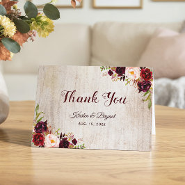 Agradecimento Floral Burgundy com Aspecto de Madei