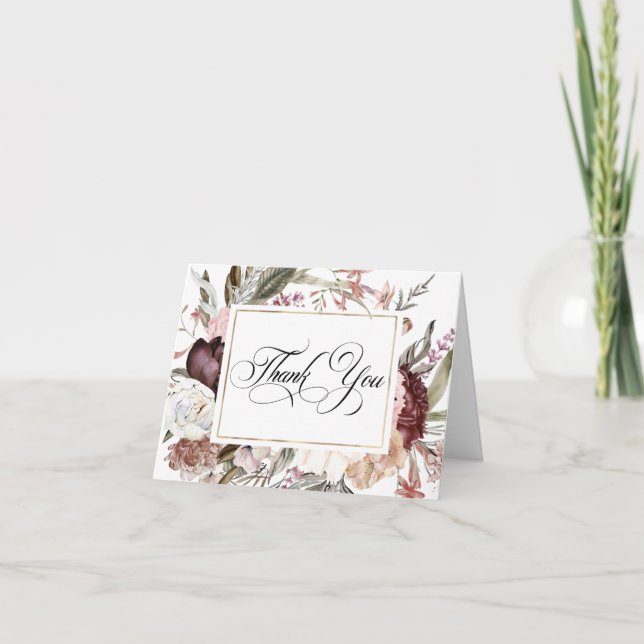 Agradecimento Floral de Aquarela Boho Fantasia (Frente)