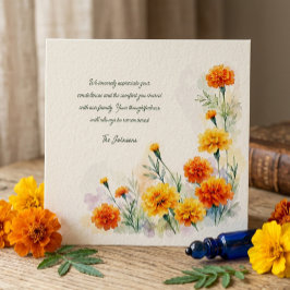 Agradecimento Floral de Marigold em Aquarela para