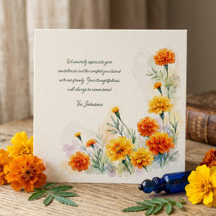 Agradecimento Floral de Marigold em Aquarela para