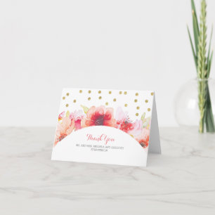 Agradecimento Floral em Aquarela Rosa e Dourado co
