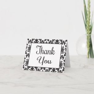 Agradecimento Floral Preto e Branco em Damask Vint