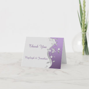 Agradecimento Floral Roxo e Prata Ornamentado