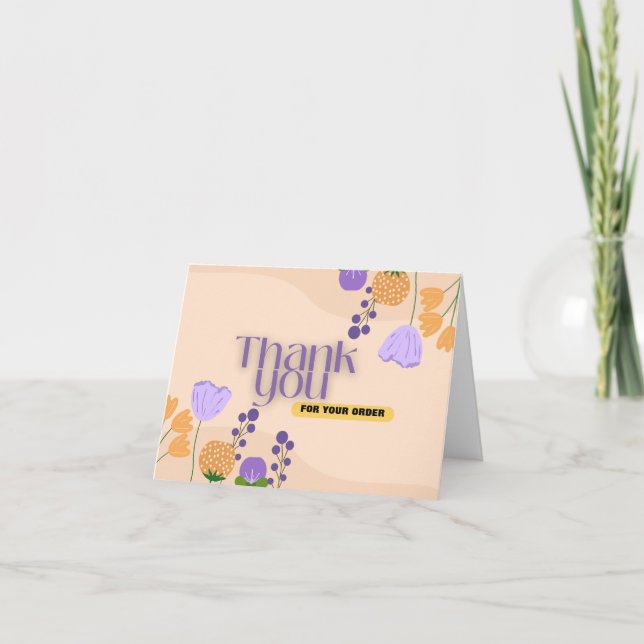 Agradecimento Floral Simples Obrigado Pelo Seu Cartão De Pedido (Frente)