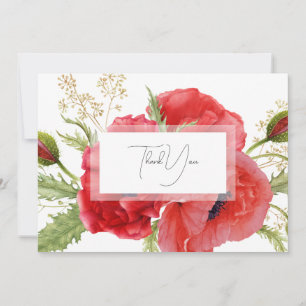 Agradecimento Floral Vermelho Aquarela Personaliza