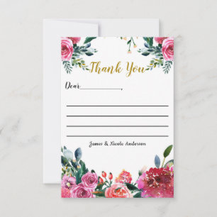 Agradecimento Floral Vintage com Aquarela Rosa Ver