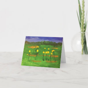 Agradecimento Flores amarelas no cartão de pintura em acrílico